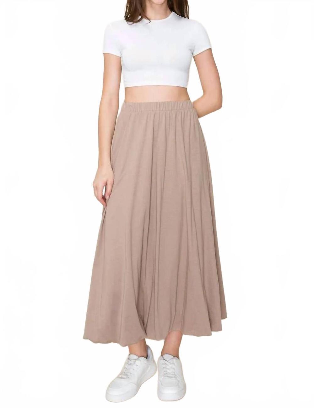 NEW TRES BIEN cotton bubble midi skirt in beige